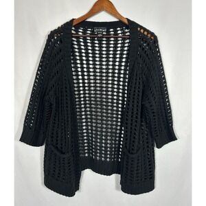 Womens Open Knit Fairy Grunge Whimsigoth Cardigan Size XL Black Dark Cottagecore